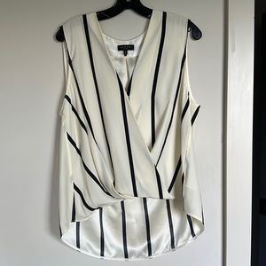 rag & bone cream and black striped sleeveless silk blouse